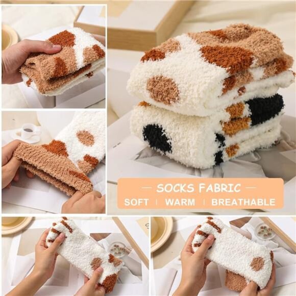 Clothirily Fuzzy Socks for Women - Fluffy, Soft, Slipper Socks for Winter, Cute - Picture 3 of 7